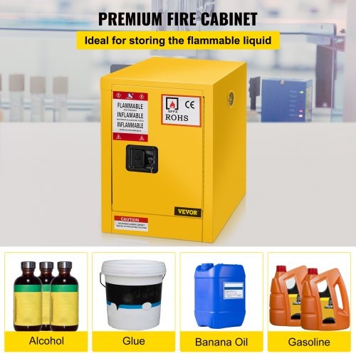 VEVOR Gabinete inflamable de acero galvanizado de 17 x 17 x 22 pulgadas, gabinete de seguridad, estante ajustable, gabinete de almacenamiento inflamable, para uso comercial industrial y doméstico