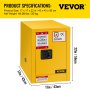 VEVOR Gabinete inflamable de acero galvanizado de 17 x 17 x 22 pulgadas, gabinete de seguridad, estante ajustable, gabinete de almacenamiento inflamable, para uso comercial industrial y doméstico