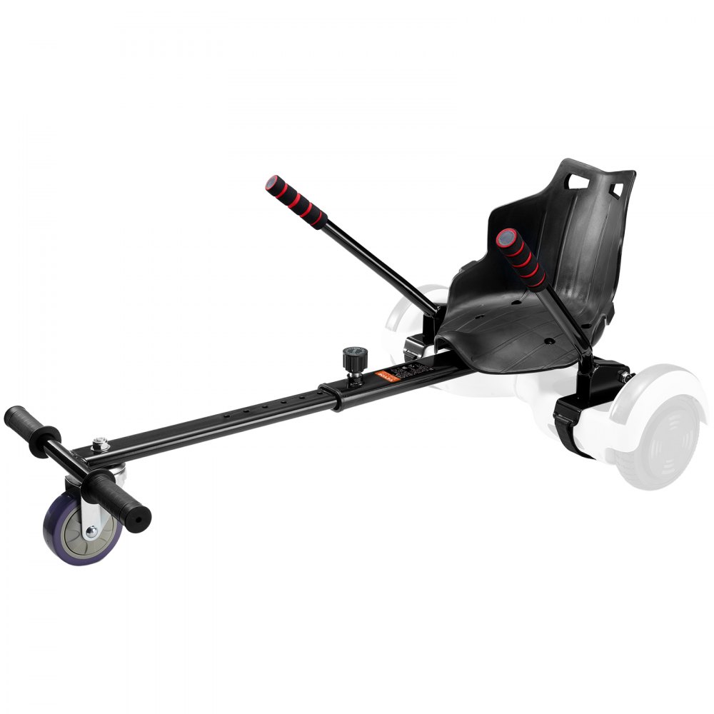 Accesorio de asiento para hoverboard VEVOR, compatible con todos los hoverboards de 6.5", 8", 8.5" y 10", con controles de agarre, longitud de marco ajustable y capacidad de carga de 220 libras, accesorio para hoverboard y karts, para niños y adultos.