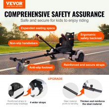 Accesorio de asiento para patineta eléctrica VEVOR, compatible con todas las patinetas eléctricas de 6,5", 8", 8,5" y 10", control de agarre, longitud de marco ajustable y capacidad de carga de 220 libras, accesorio para patinetas eléctricas Go Karts, para niños y adultos