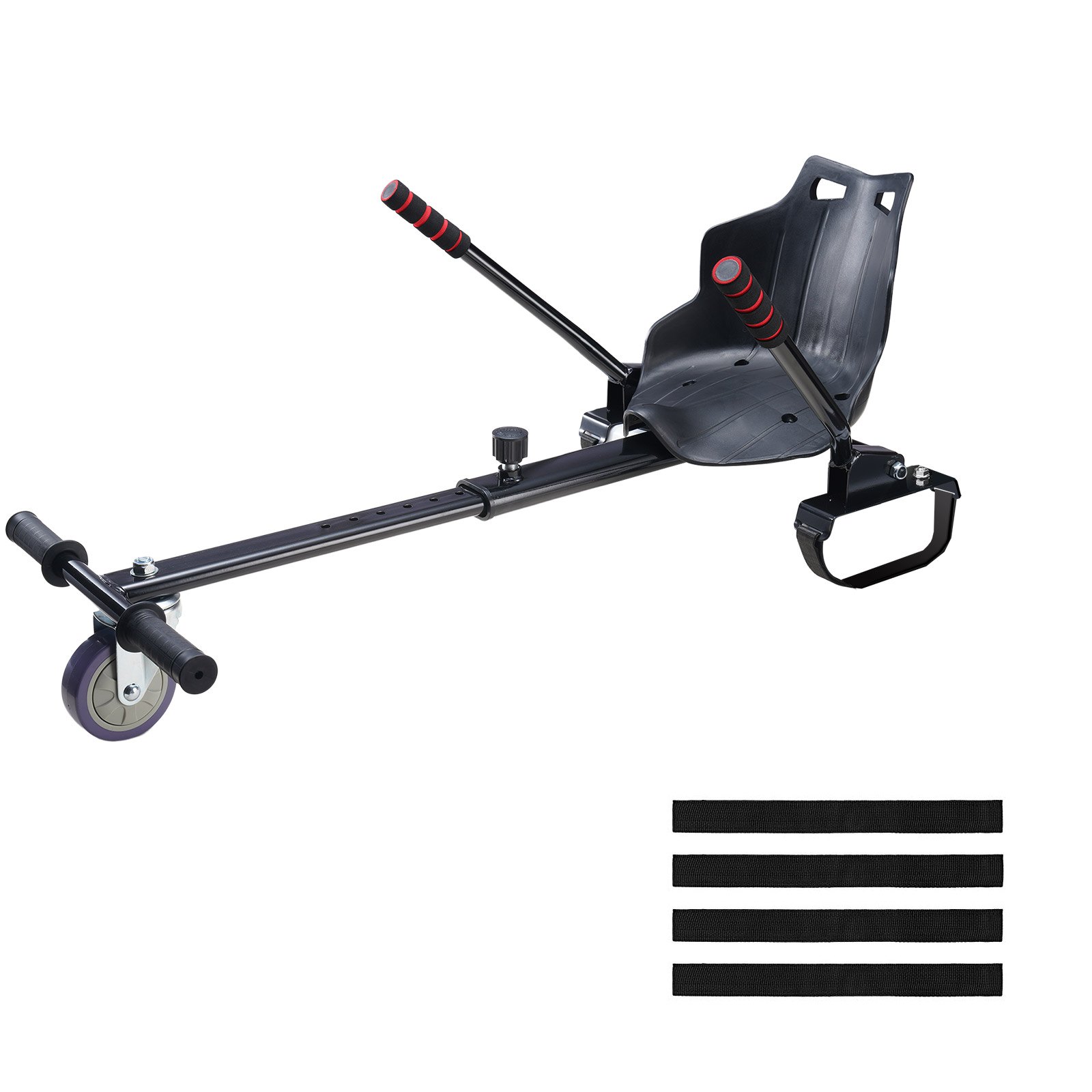 Accesorio de asiento para hoverboard VEVOR, compatible con todos los hoverboards de 6.5", 8", 8.5" y 10", con controles de agarre, longitud de marco ajustable y capacidad de carga de 220 libras, accesorio para hoverboard y karts, para niños y adultos.