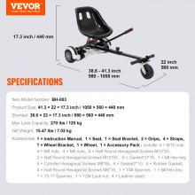 VEVOR - Accesorio para asiento de patineta eléctrica de 6,5", 8", 8,5" y 10", sistema de absorción de impactos dual, control de agarre, longitud ajustable, capacidad de carga de 270 libras, accesorio para patineta eléctrica, para niños y adultos