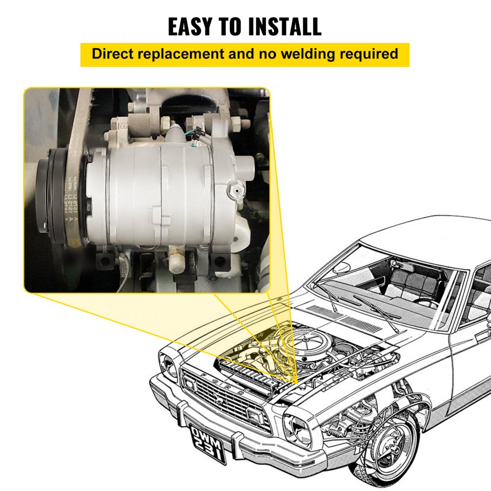 Compresor de aire acondicionado VEVOR para Chevy, fácil instalación, reemplazo directo, no requiere soldadura.