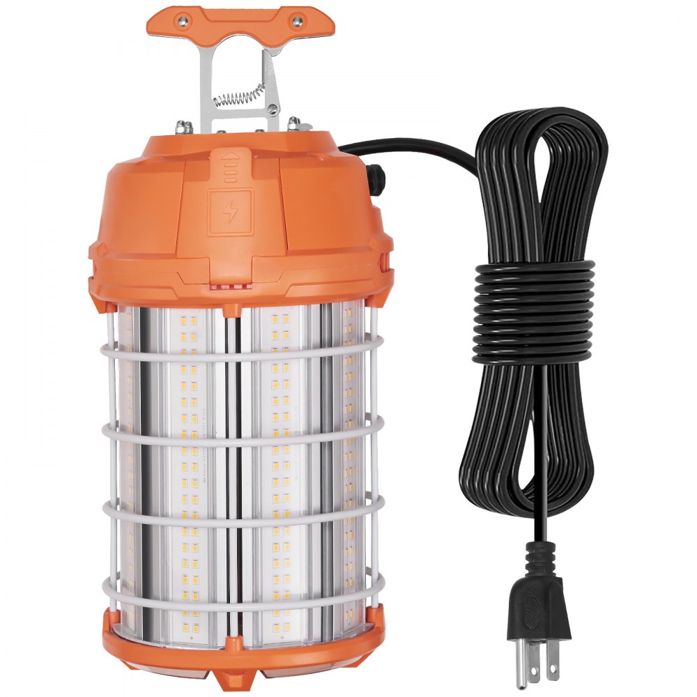 Lámpara de trabajo portátil LED VEVOR, 150 W, 20 000 lm, 5000 K, duradera y resistente al agua, conectable hasta 6 unidades, iluminación de techo o de pie para lugares de trabajo, tanto en interiores como en exteriores.
