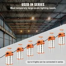 VEVOR Luz de trabajo temporal LED, 150 W, 20000 lm luces de construcción, 5000 K portátil súper brillante e impermeable y conectado hasta 6 luces, iluminación colgante para lugar de trabajo para iluminación interior y exterior
