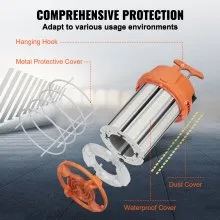 VEVOR Luz de trabajo temporal LED, 150 W, 20000 lm luces de construcción, 5000 K portátil súper brillante e impermeable y conectado hasta 6 luces, iluminación colgante para lugar de trabajo para iluminación interior y exterior