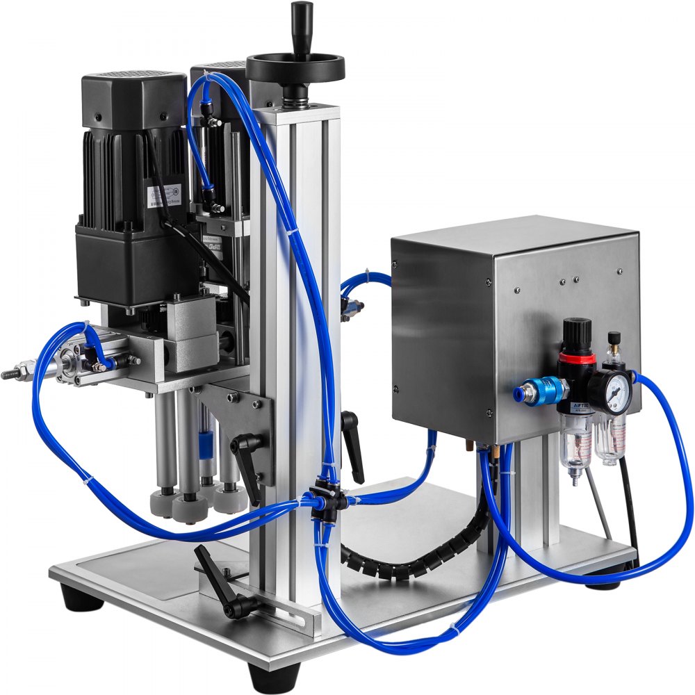 Máquina taponadora de rosca VEVOR 16-55 mm Diámetro de tapado Tapa de botella Tapa de rosca 50-300 mm Altura de botella Máquina tapadora de tornillo Taponadora neumática y eléctrica de escritorio para botellas redondas