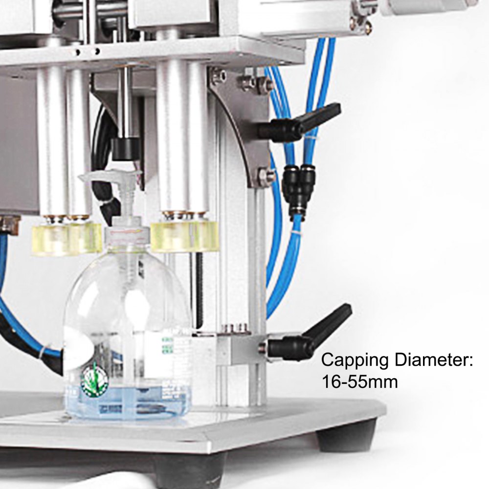 Máquina taponadora de rosca VEVOR 16-55 mm Diámetro de tapado Tapa de botella Tapa de rosca 50-300 mm Altura de botella Máquina tapadora de tornillo Taponadora neumática y eléctrica de escritorio para botellas redondas