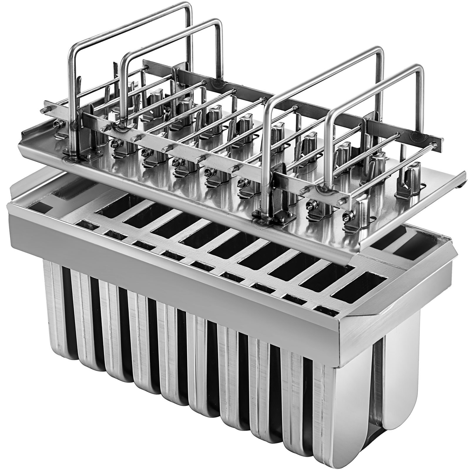 VEVOR Modelos de helados de acero inoxidable 20 piezas, modelos de paletas de acero inoxidable de 98 ml de capacidad cada uno, modelos de paletas heladas de acero inoxidable con 100 palitos de paletas Modelos de paletas de metal con cepillo de limpieza