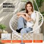 VEVOR Silla Colgante Giratoria de Macramé Carga de 150 kg con Cojín, Materiales de Montaje, Cuerda de Algodón, Silla Columpio con Flecos para Dormitorio, Terraza, Jardín, Interior, Exterior, Blanco