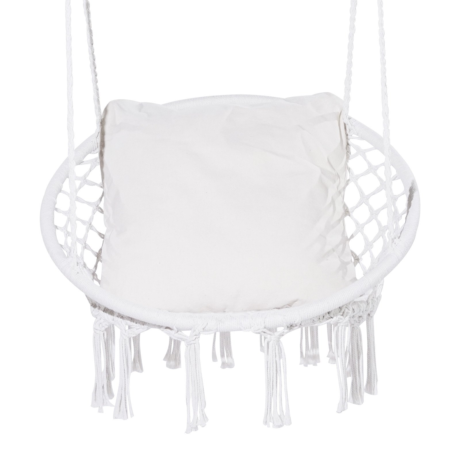 Silla colgante tipo hamaca VEVOR de macramé con cojín para interior y exterior