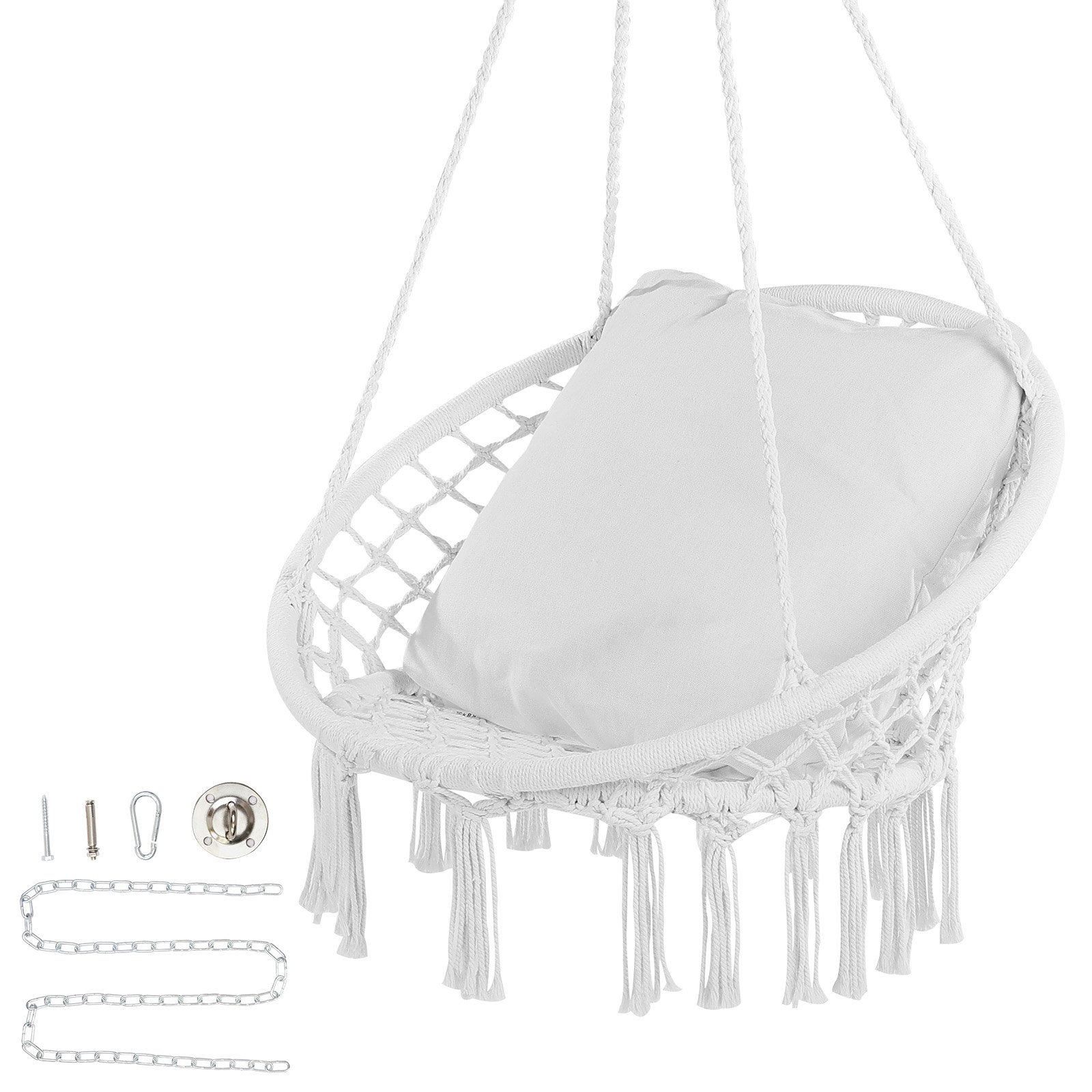 Silla colgante tipo hamaca VEVOR de macramé con cojín para interior y exterior