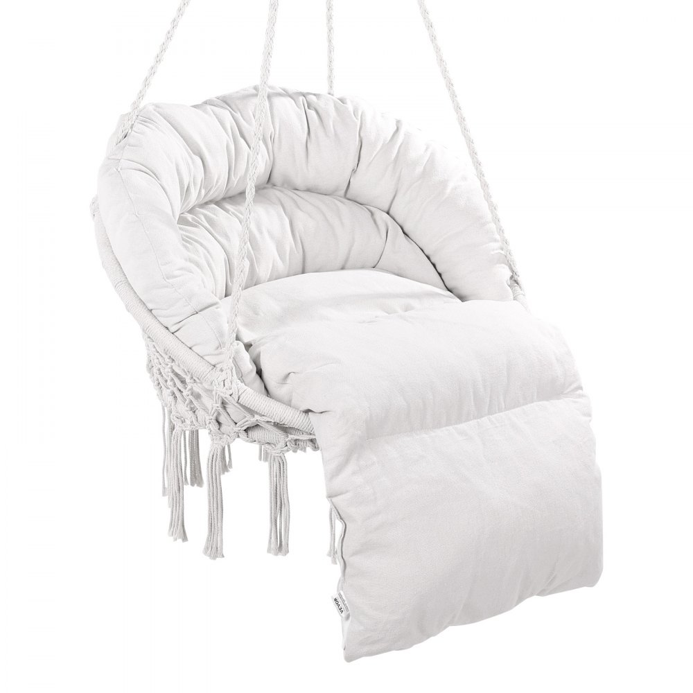 Silla colgante tipo hamaca VEVOR de macramé con cojín para interior y exterior