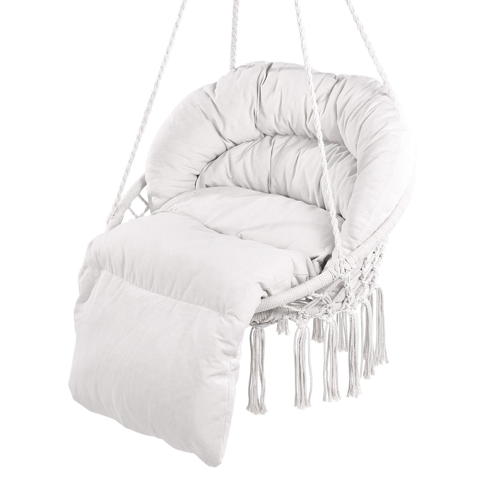 Silla colgante tipo hamaca VEVOR de macramé con cojín para interior y exterior