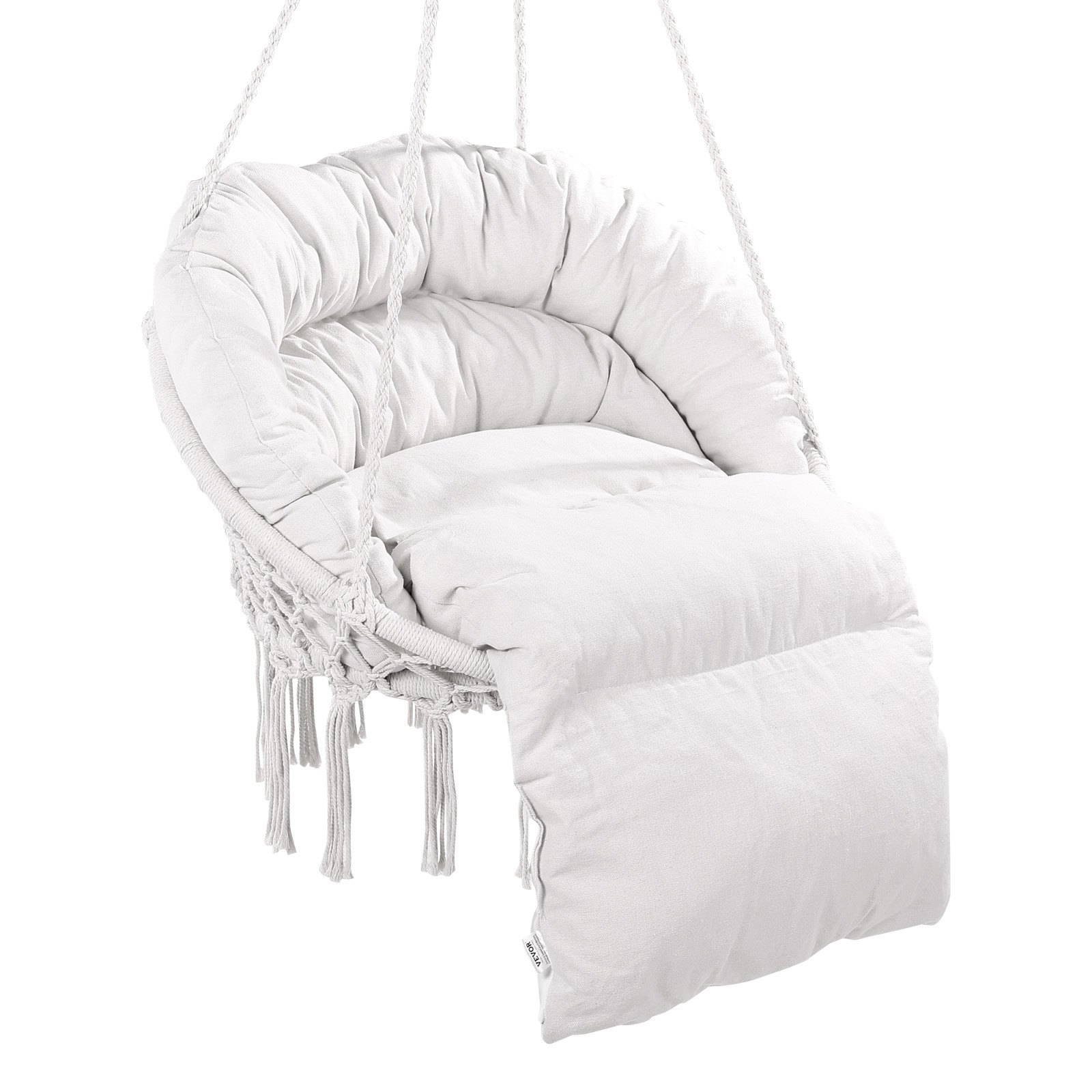 Silla colgante tipo hamaca VEVOR de macramé con cojín para interior y exterior