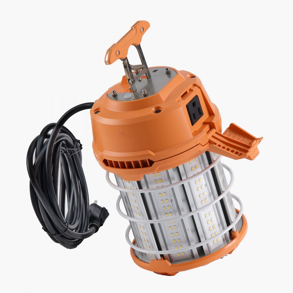 VEVOR Luz de Trabajo Temporal LED, 100 W, 14400 lm, 5000 K, Duradera y Resistente al Agua, Conectable hasta 8 uds, Iluminación de Techo o de Pie para Obras de Construcción, Uso Interior y Exterior