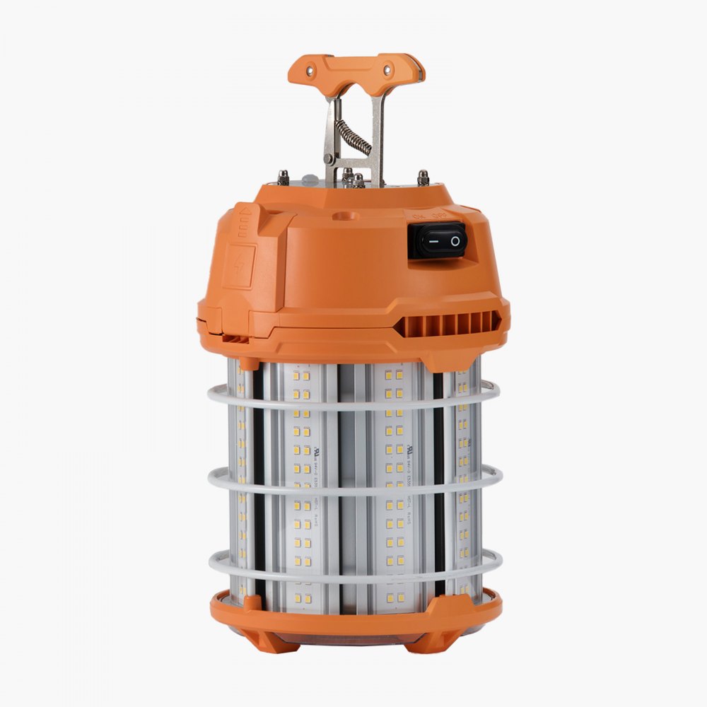 VEVOR Luz de Trabajo Temporal LED, 100 W, 14400 lm, 5000 K, Duradera y Resistente al Agua, Conectable hasta 8 uds, Iluminación de Techo o de Pie para Obras de Construcción, Uso Interior y Exterior