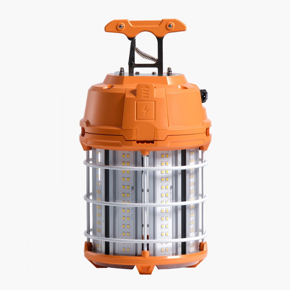 VEVOR Luz de Trabajo Temporal LED, 100 W, 14400 lm, 5000 K, Duradera y Resistente al Agua, Conectable hasta 8 uds, Iluminación de Techo o de Pie para Obras de Construcción, Uso Interior y Exterior
