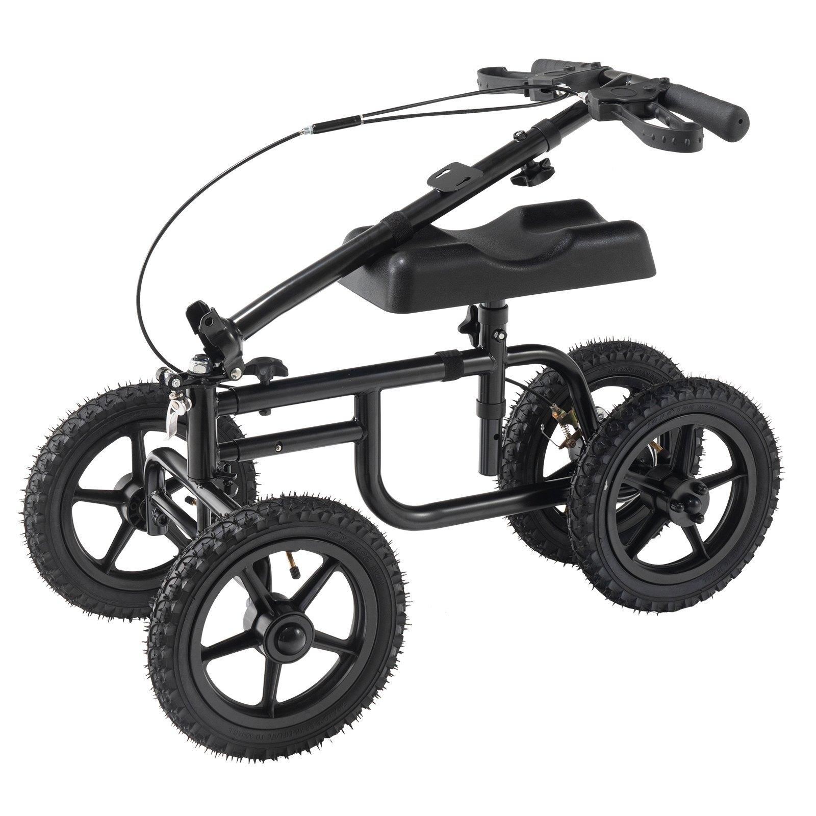 Patinete de rodilla plegable VEVOR, andador de rodilla dirigible de acero al carbono con manillar y almohadilla para la rodilla ajustables en altura, rueda todoterreno de 12", frenos dobles, patinete de recuperación de piernas para lesiones de tobillo, pie y rodilla, soporta hasta 159 kg (350 libras).