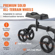 VEVOR Patinete de rodilla plegable, andador de rodilla orientable de acero al carbono con manillar ajustable en altura y rodillera, ruedas sólidas todo terreno, frenos dobles, scooter de recuperación de piernas para lesiones de tobillo roto
