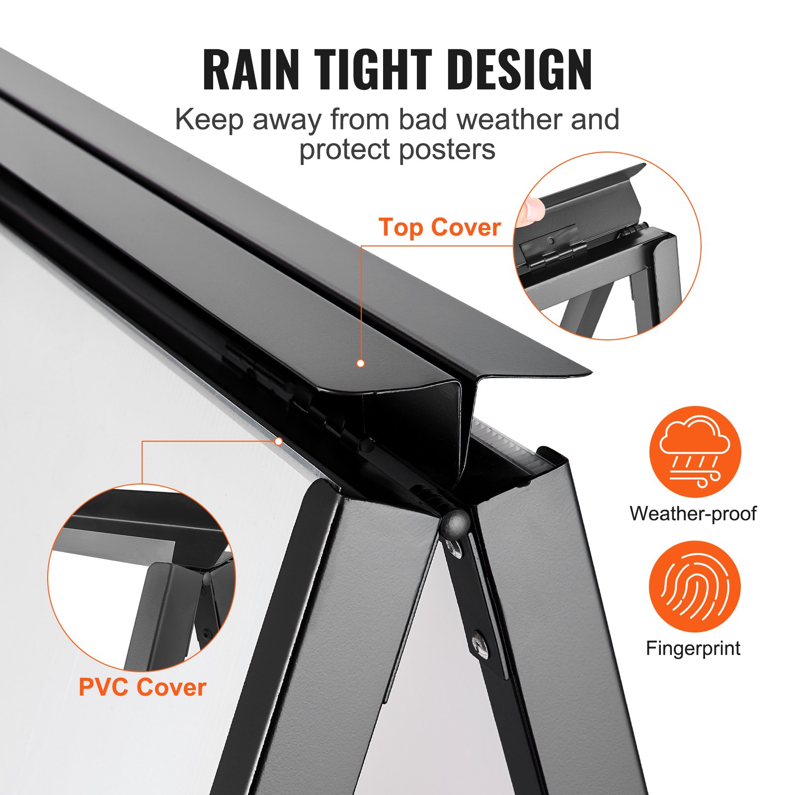 Letrero de acera VEVOR con marco en A, soporte deslizable resistente de 61 x 91 cm, letreros sándwich plegables de doble cara, póster de acero para pavimento, para publicidad exterior (solo marco)