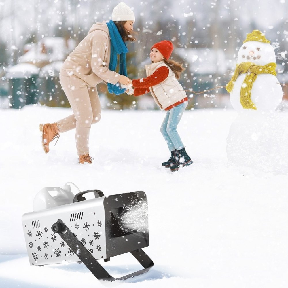 Máquina de nieve VEVOR, 1500 W, portátil o colgante, con control remoto inalámbrico, máquina de nieve portátil, generador de copos de nieve de alto rendimiento con tanque de 5 L para efectos de escenario en fiestas navideñas y bodas.