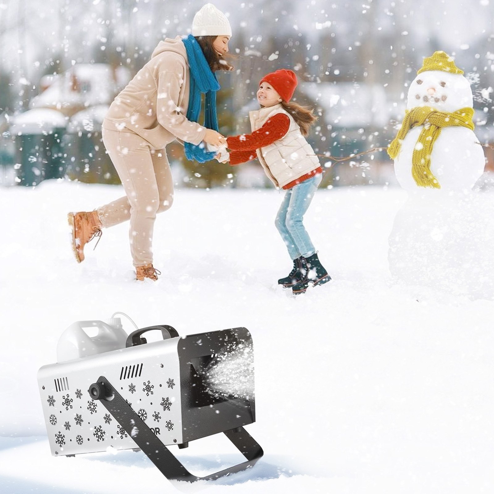 Máquina de nieve VEVOR, 1500 W, portátil o colgante, con control remoto inalámbrico, máquina de nieve portátil, generador de copos de nieve de alto rendimiento con tanque de 5 L para efectos de escenario en fiestas navideñas y bodas.