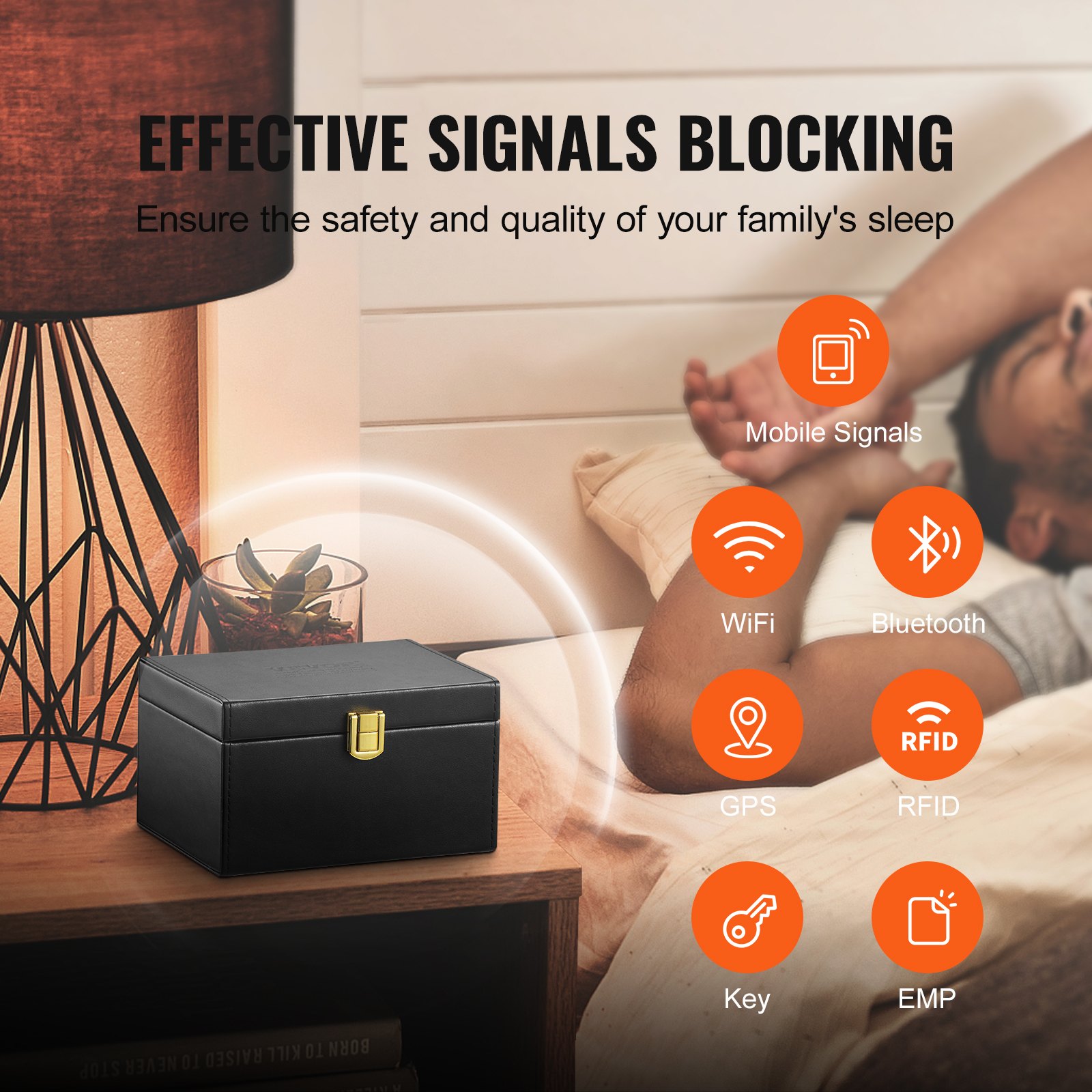 VEVOR Faraday Box, funda de cuero sintético con bloqueo de señal, protector de llavero sin llave para WiFi, RFID, GPS, Bluetooth y 5G, caja antirrobo y antipiratería, color negro (6,3 x 5,1 x 3,7")