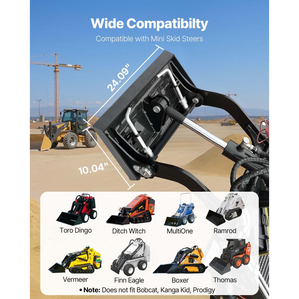 Placa de montaje VEVOR de 1/4" para minicargadoras, placa de montaje universal de conexión rápida, fácil de atornillar, capacidad de carga de 1500 lb, placas de carga de acero de alta resistencia compatibles con minicargadoras y tractores Toro Dingo