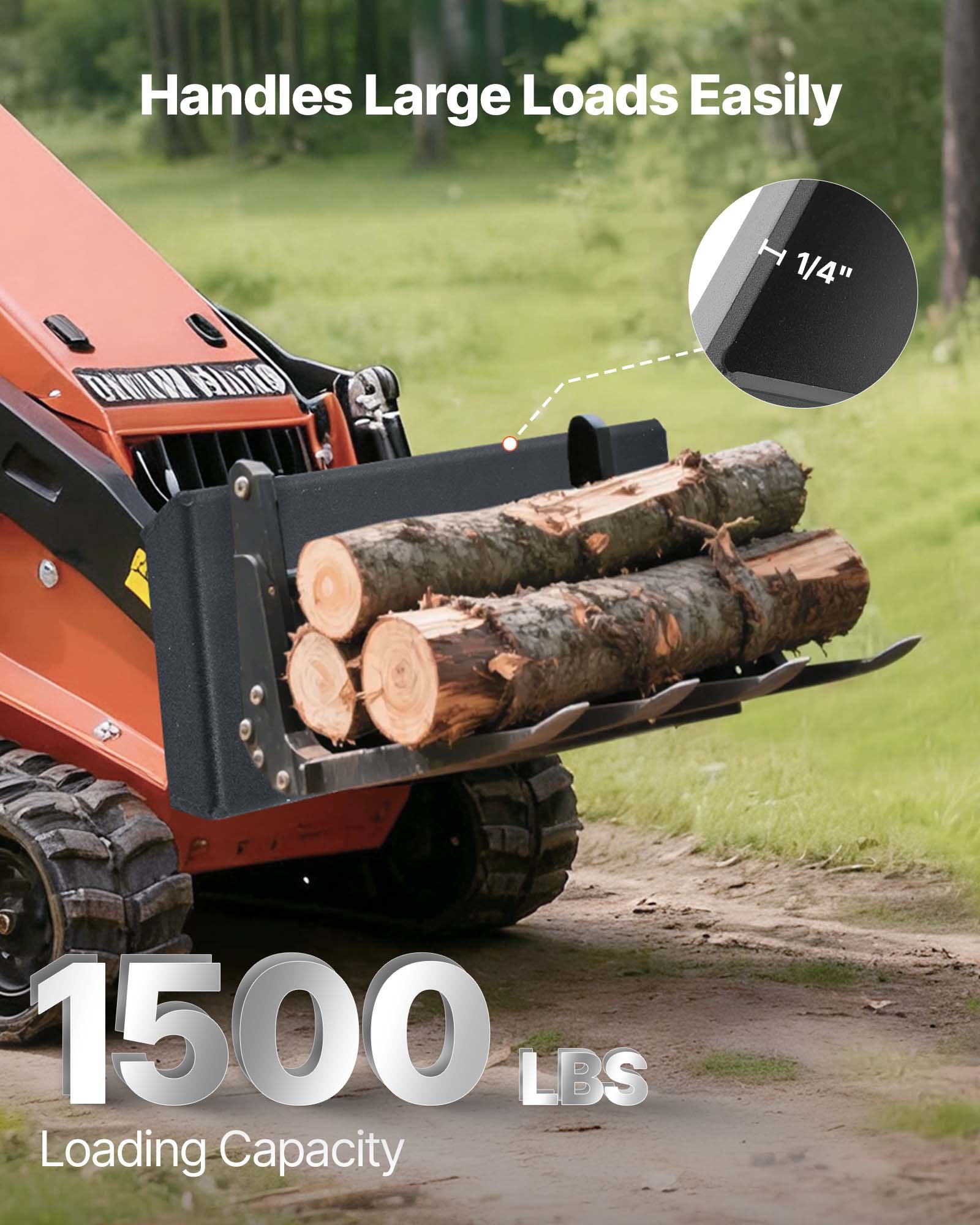 Placa de montaje VEVOR de 1/4" para minicargadoras, placa de montaje universal de conexión rápida, fácil de atornillar, capacidad de carga de 1500 lb, placas de carga de acero de alta resistencia compatibles con minicargadoras y tractores Toro Dingo