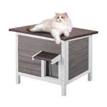 Casa para gatos de exterior VEVOR, refugio de madera para gatos salvajes con techo y puertas de PVC