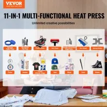 VEVOR Prensa de Calor Prensa Térmica Máquina de Sublimación 11 en 1 800 W Máquina de Prensado en Caliente 38x30cm