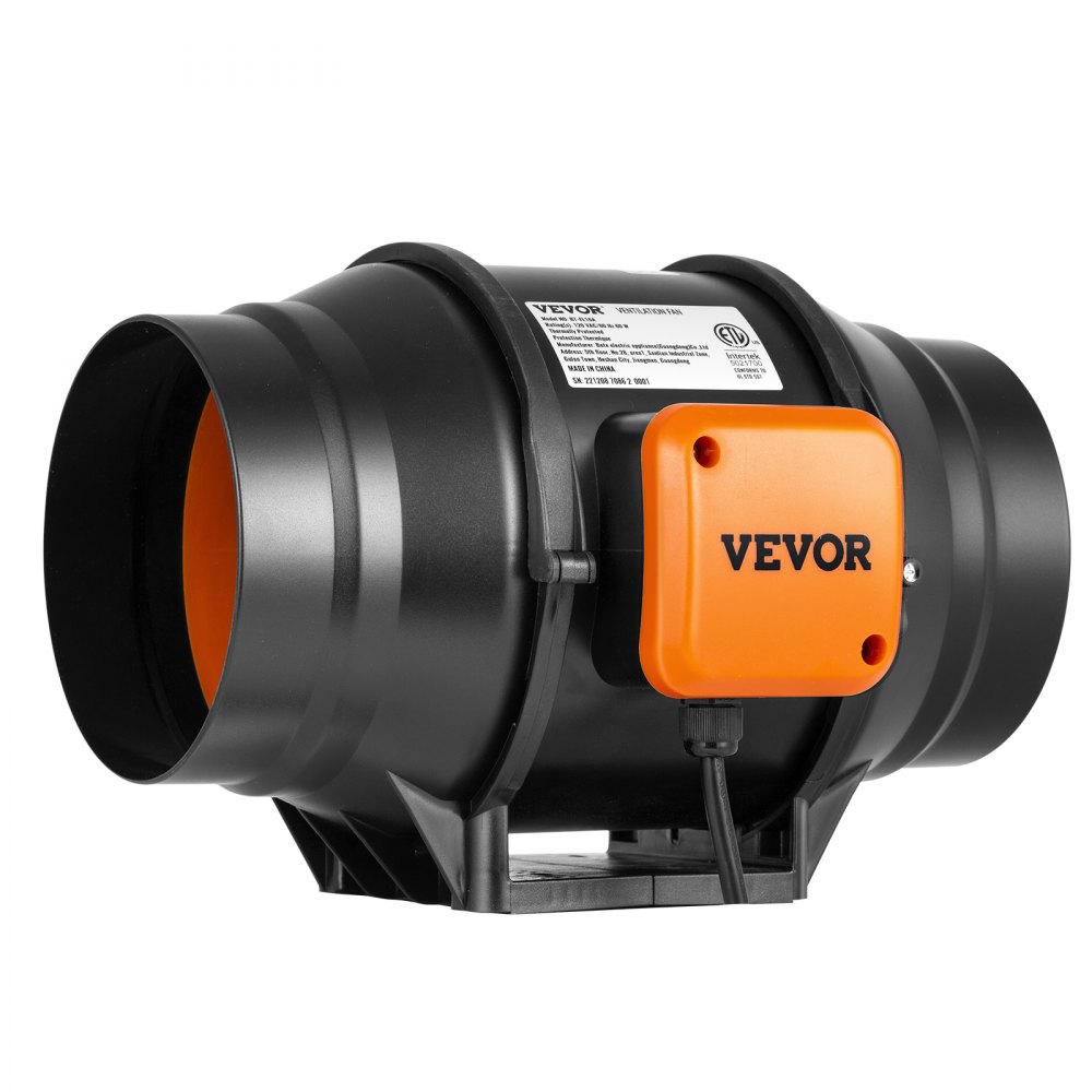 VEVOR Ventilador de conducto en línea, 6 pulgadas 400 CFM con controlador de velocidad variable, ventilador de escape silencioso con motor de CA para refuerzo de enfriamiento, tiendas de campaña, hidr