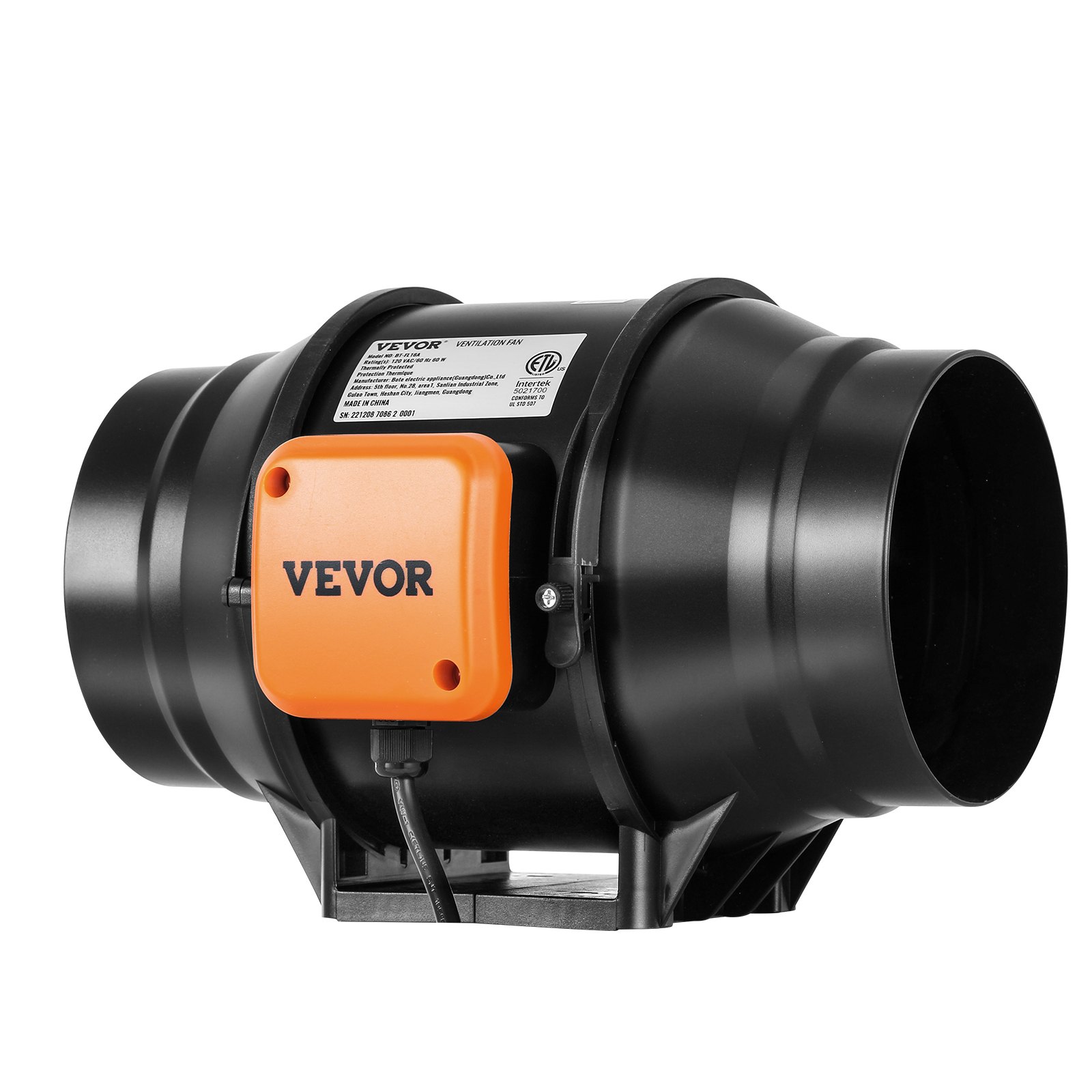 VEVOR Ventilador de conducto en línea, 6 pulgadas 400 CFM con controlador de velocidad variable, ventilador de escape silencioso con motor de CA para refuerzo de enfriamiento, tiendas de campaña, hidr