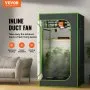 VEVOR Ventilador de conducto en línea, ventilador de escape de ventilación silencioso con motor EC de 4 pulgadas y 205 CFM, con controlador de temperatura y humedad para refuerzo de enfriamiento, tiendas de campaña, hidroponía