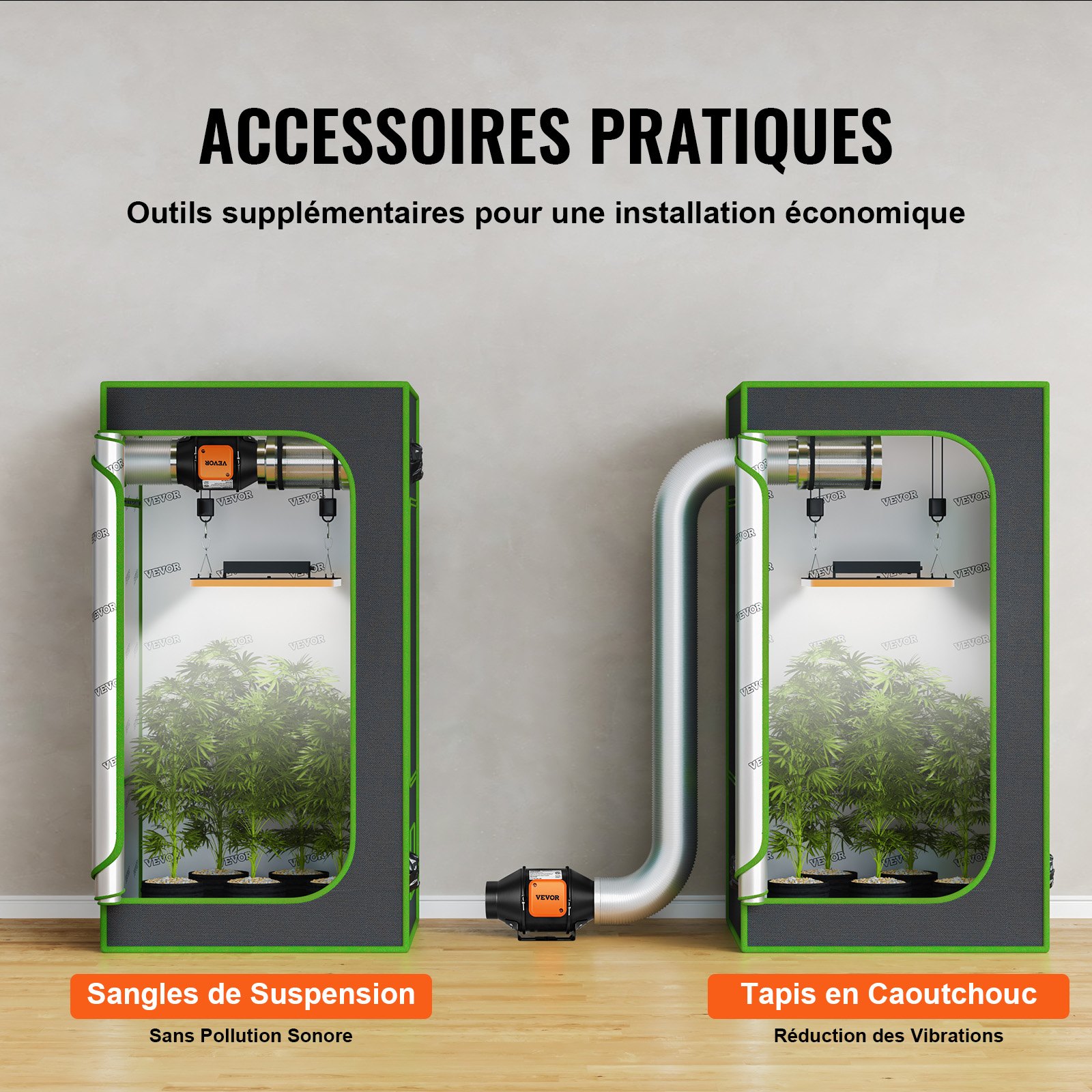 Ventilador de conducto en línea VEVOR, extractor de ventilación silencioso con motor EC de 4 pulgadas y 205 CFM, con controlador de temperatura y humedad para sistemas de refrigeración, carpas de cultivo e hidroponía.