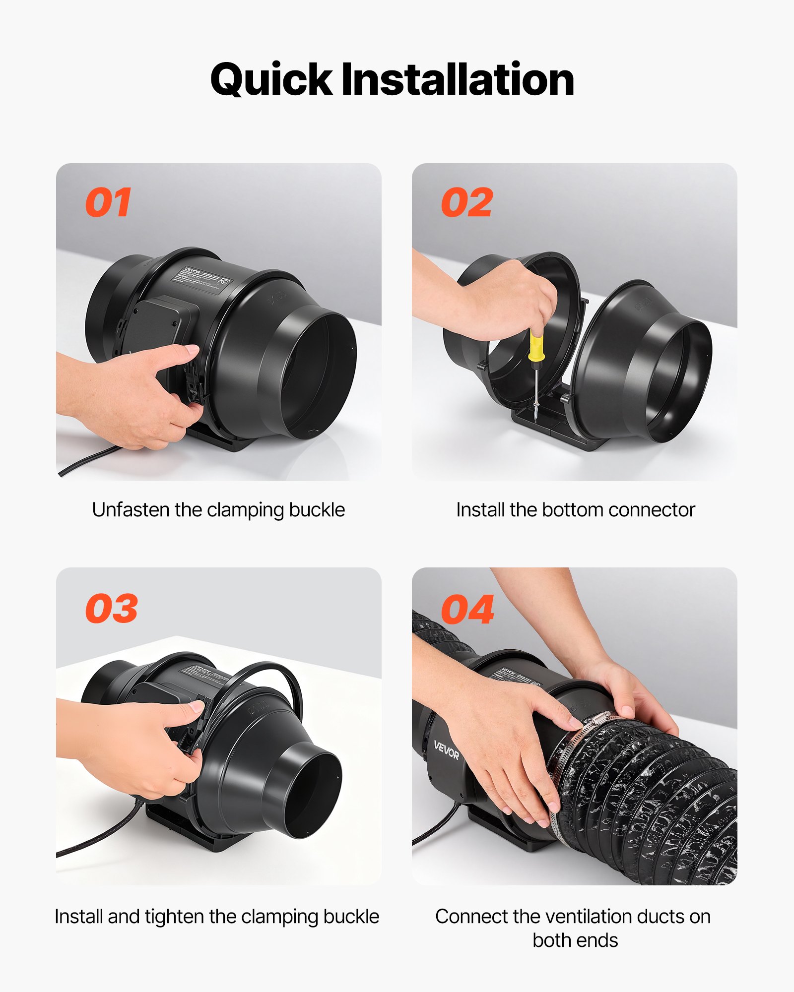 Ventilador de conducto en línea VEVOR, extractor silencioso de 15 cm, potente motor de CA de 380 CFM, para refrigeración, alto flujo de aire, ideal para tiendas de cultivo en interiores, sótanos e hidroponía.