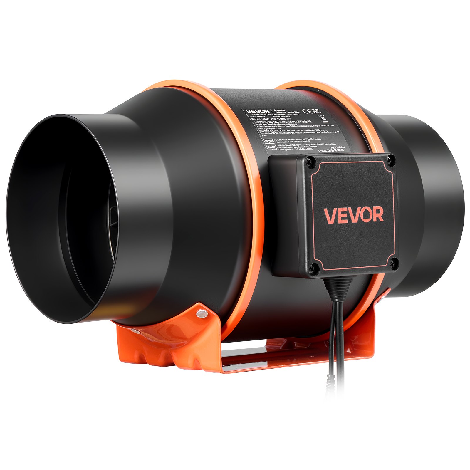 Ventilador de conducto en línea VEVOR, 402 CFM, 6 pulgadas, motor EC, ventilación con circulación de 3 velocidades, controlador PWM de 10 velocidades, funcionamiento con temporizador, refrigeración para carpas de cultivo, jardinería de interior e hidroponía.
