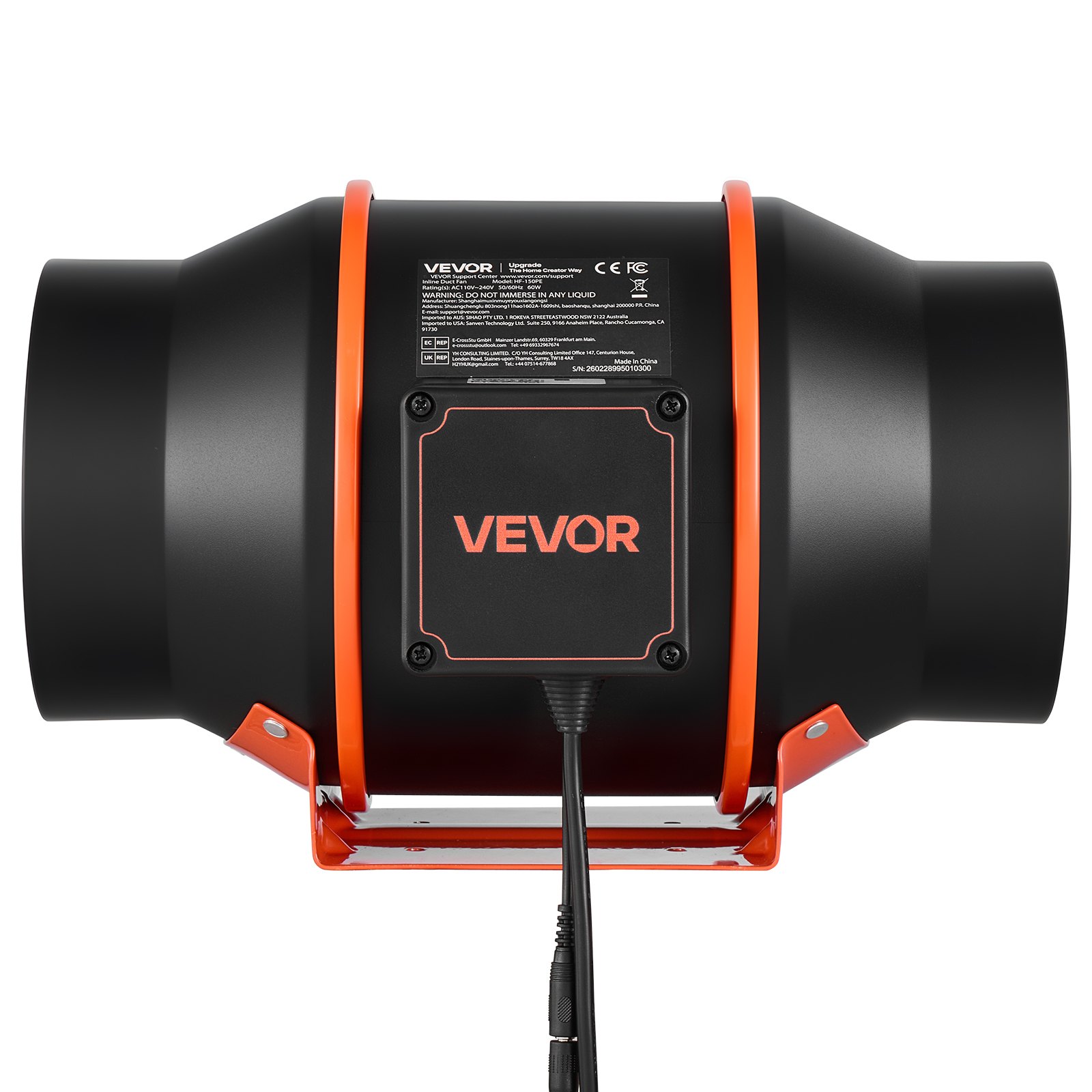 Ventilador de conducto en línea VEVOR, 402 CFM, 6 pulgadas, motor EC, ventilación con circulación de 3 velocidades, controlador PWM de 10 velocidades, funcionamiento con temporizador, refrigeración para carpas de cultivo, jardinería de interior e hidroponía.
