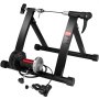 Soporte para entrenador de bicicleta VEVOR con marco negro resistente, unidad de resistencia y componentes ajustables.