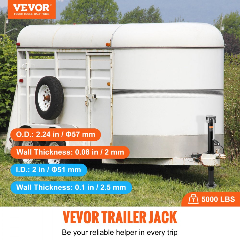 VEVOR Gato de remolque, gato de lengüeta de remolque con marco en A, capacidad de peso de 5000 lb, soporte de gato de remolque con asa para levantar remolques de RV, remolques de caballos, remolques utilitarios, remolques de yates