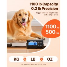Tuspuzz Báscula veterinaria para perros de alta resistencia de 1100 libras con plataforma de acero inoxidable y alfombrilla de goma para perro, gato, mascota, Alpaca, Llama, oveja, pez, veterinario