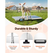 Tuspuzz Báscula veterinaria para perros de alta resistencia de 1100 libras con plataforma de acero inoxidable y alfombrilla de goma para perro, gato, mascota, Alpaca, Llama, oveja, pez, veterinario