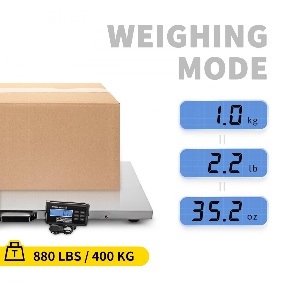 Báscula para ganado VEVOR con pantalla de peso en kg, lb y oz, capacidad máxima 880 lbs.