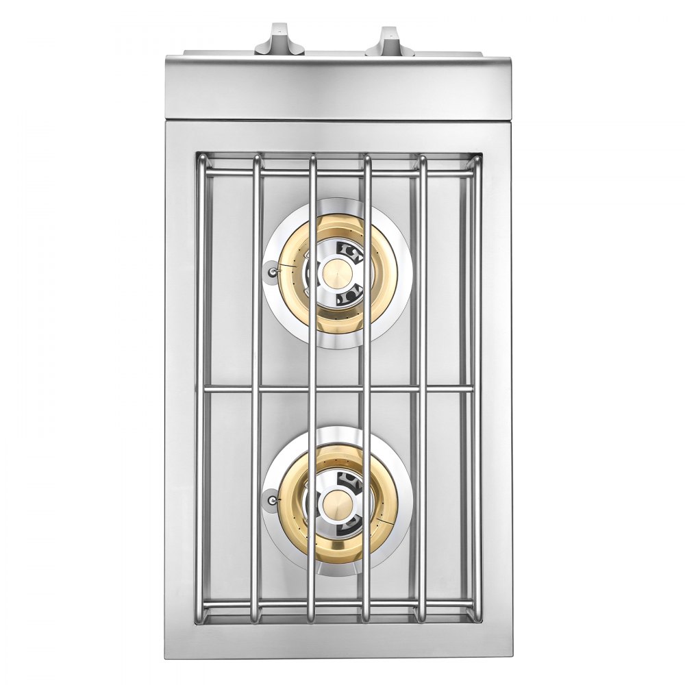 Quemadores laterales dobles para parrilla VEVOR, 2 quemadores laterales de propano líquido de 15,000 BTU para cocina exterior, convertibles a gas natural, quemadores dobles para parrilla empotrables de acero inoxidable 304 para isla de parrilla de barbacoa