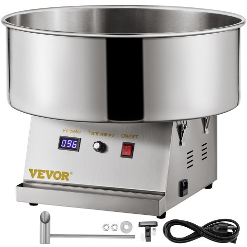 VEVOR Commercial Cotton Candy Machine Sugar Floss Maker 19.7 '' Tazón 1050W Plata