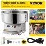 VEVOR Commercial Cotton Candy Machine Sugar Floss Maker 19.7 '' Tazón 1050W Plata