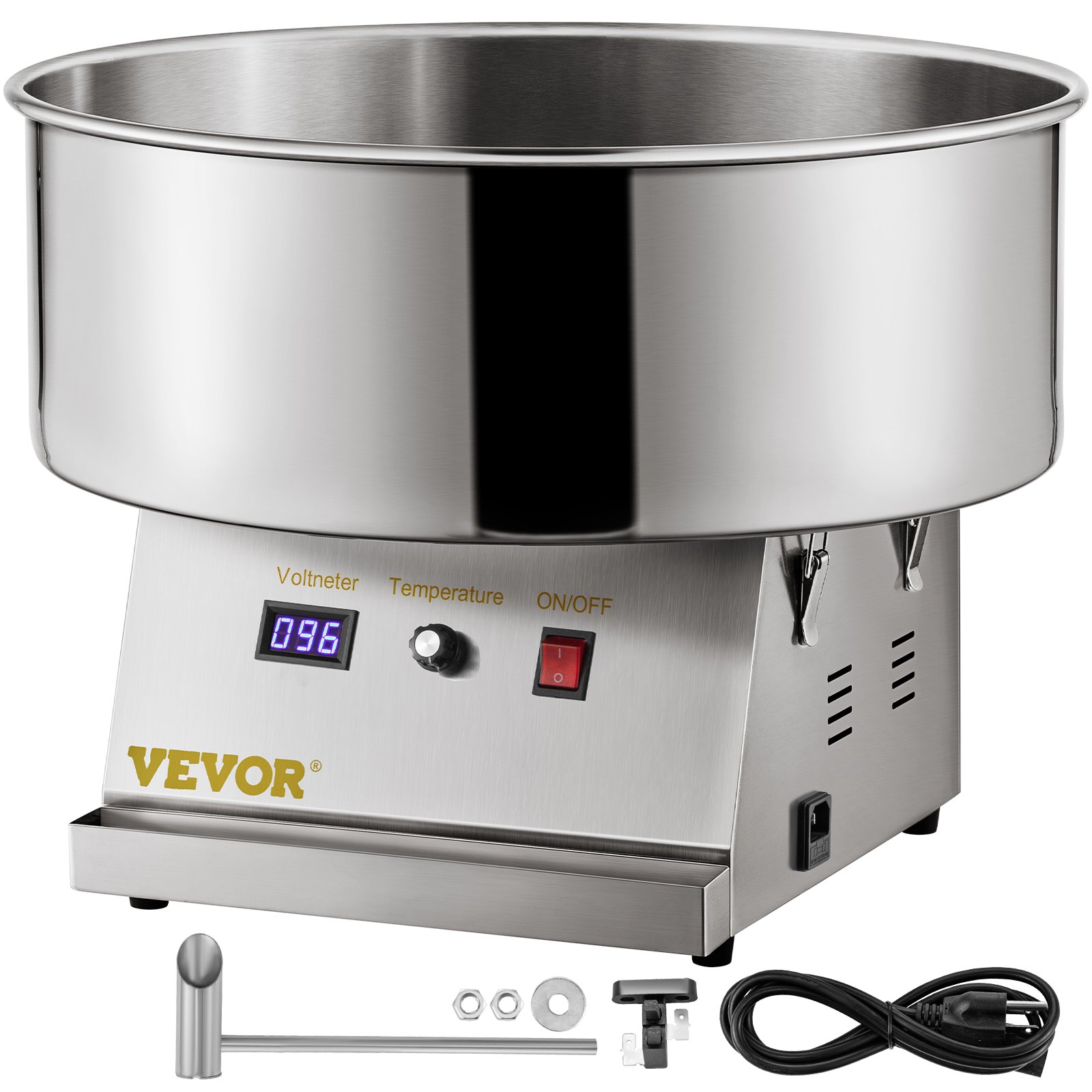 VEVOR Commercial Cotton Candy Machine Sugar Floss Maker 19.7 '' Tazón 1050W Plata