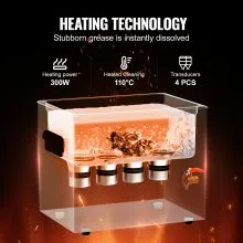 Limpiador ultrasónico VEVOR con calentador y temporizador, máquina de cavitación sónica digital, limpiador de joyas de acero inoxidable de 240 W y 10 l para herramientas profesionales, relojes, anteojos, retenedores, dentaduras, limpieza de monedas