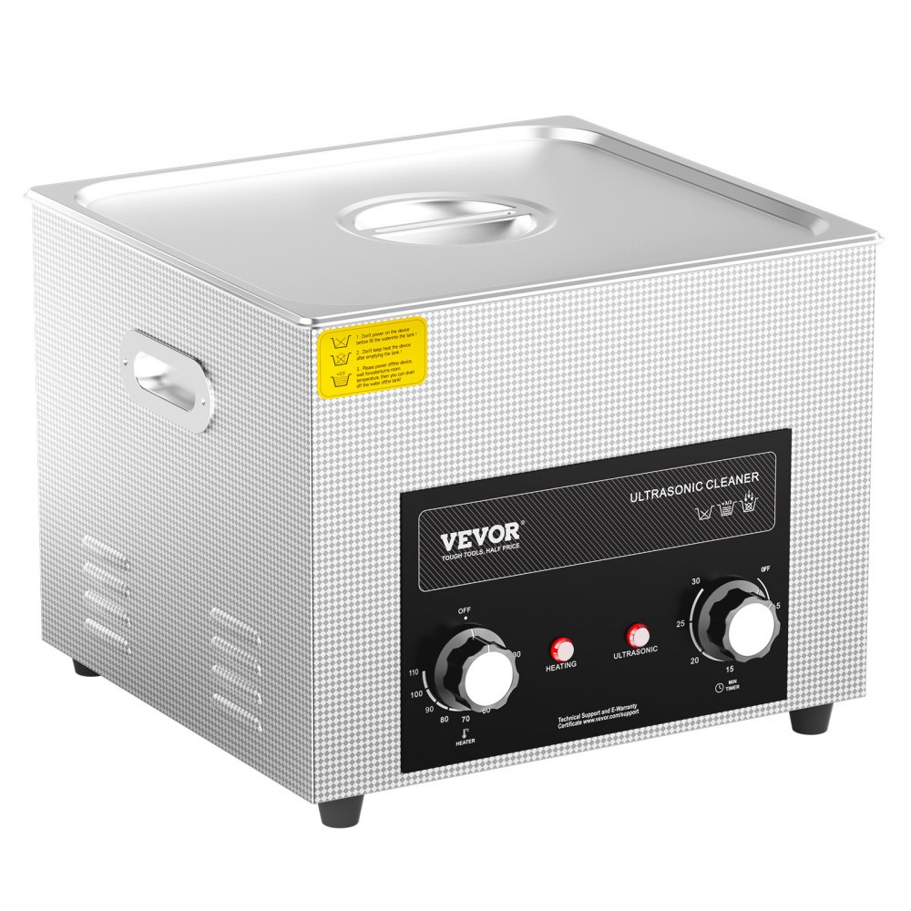 Limpiador ultrasónico VEVOR de 15 l con temporizador y cesta de calentamiento. Máquina de cavitación sónica digital profesional de 360 W para herramientas de laboratorio, piezas metálicas, carburador, latón, piezas de automóvil y piezas de motor.